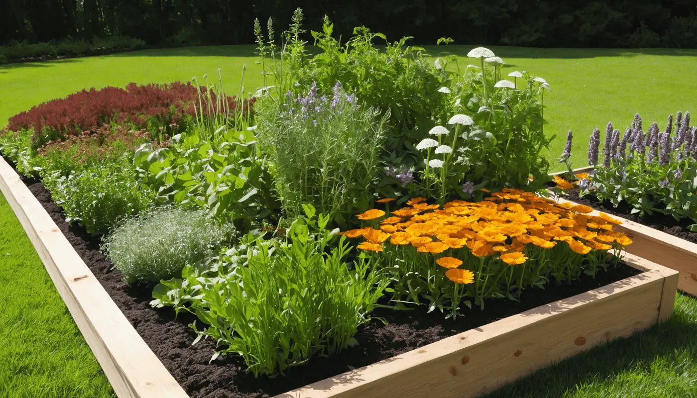 Herbs in outdoor beds